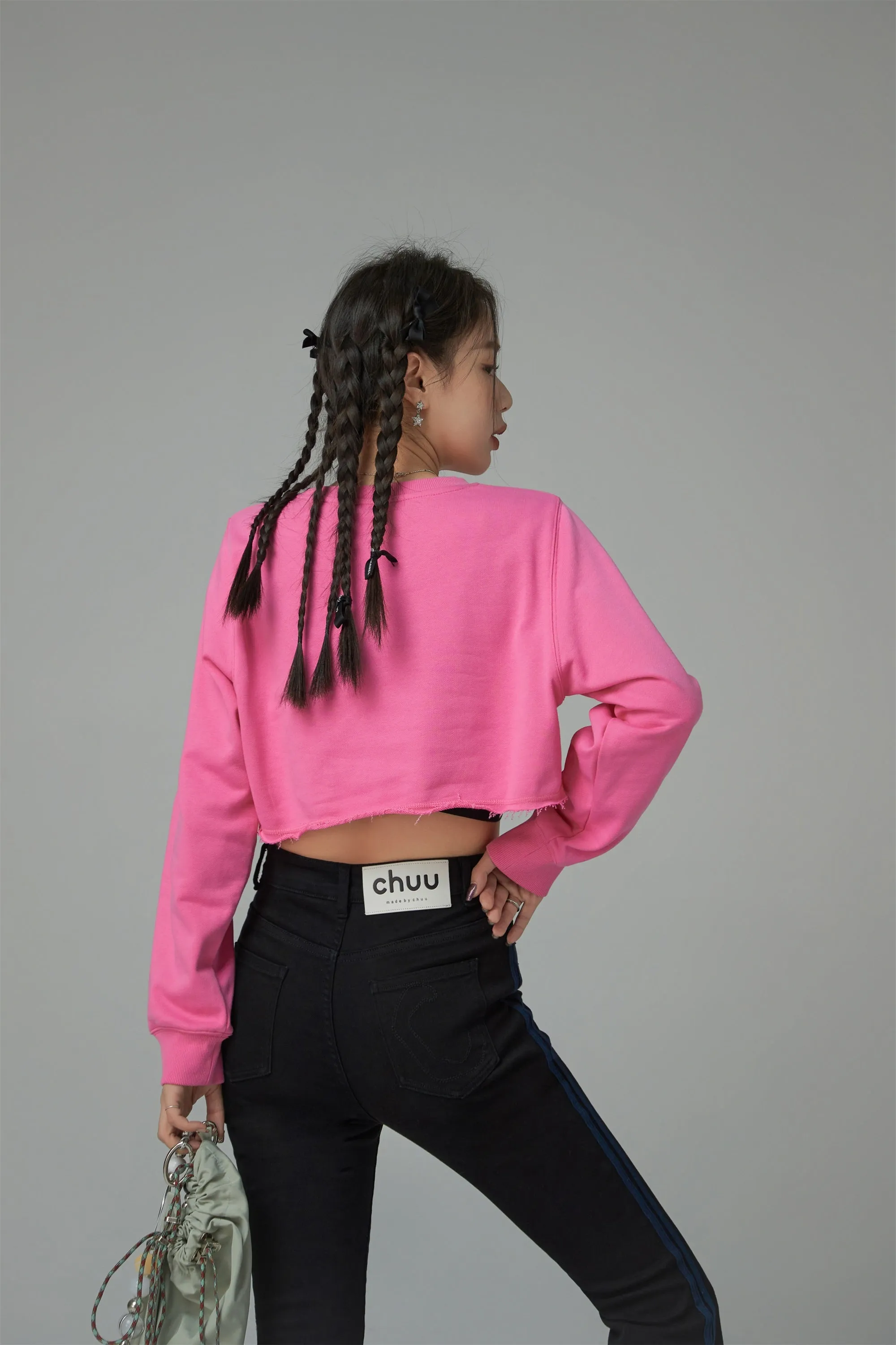 Unbalanced Loose Fit Crop Sweatshirt