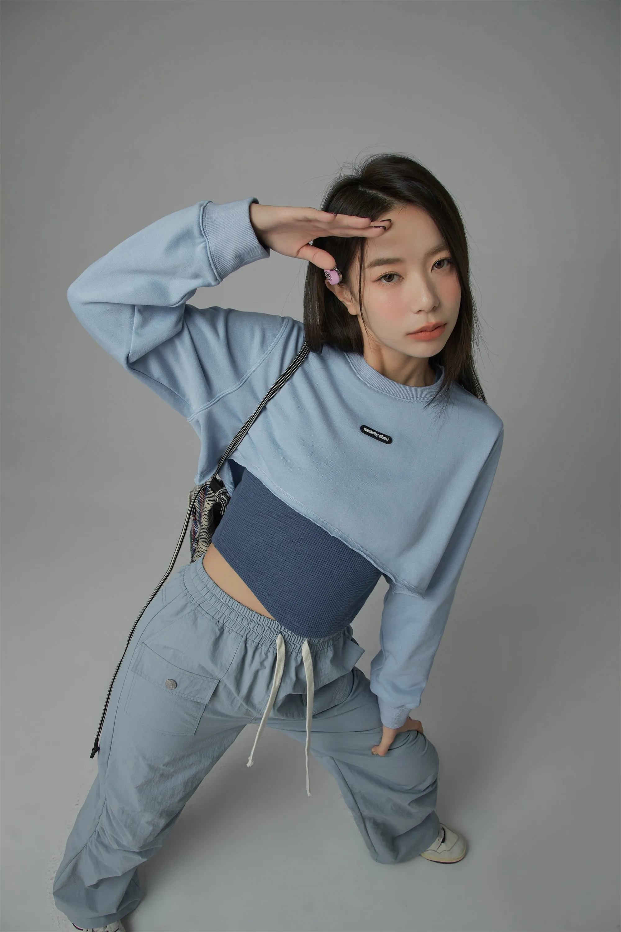 Unbalanced Loose Fit Crop Sweatshirt