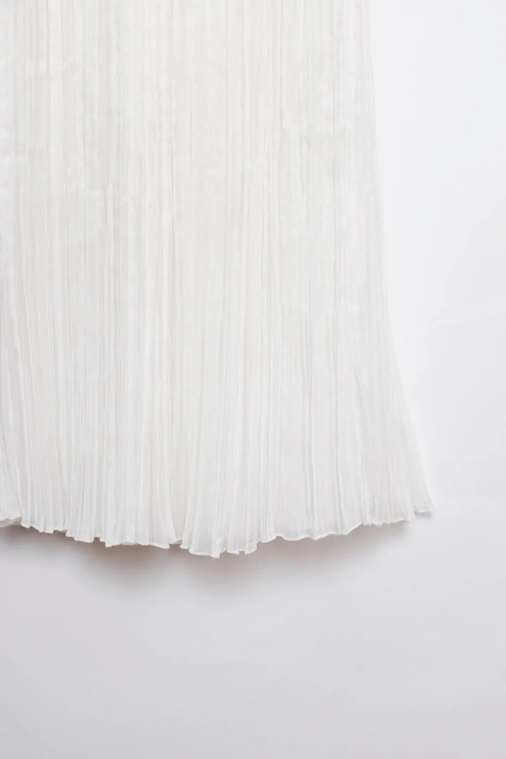 VINTAGE WHITE PLEATED MIDI SKIRT