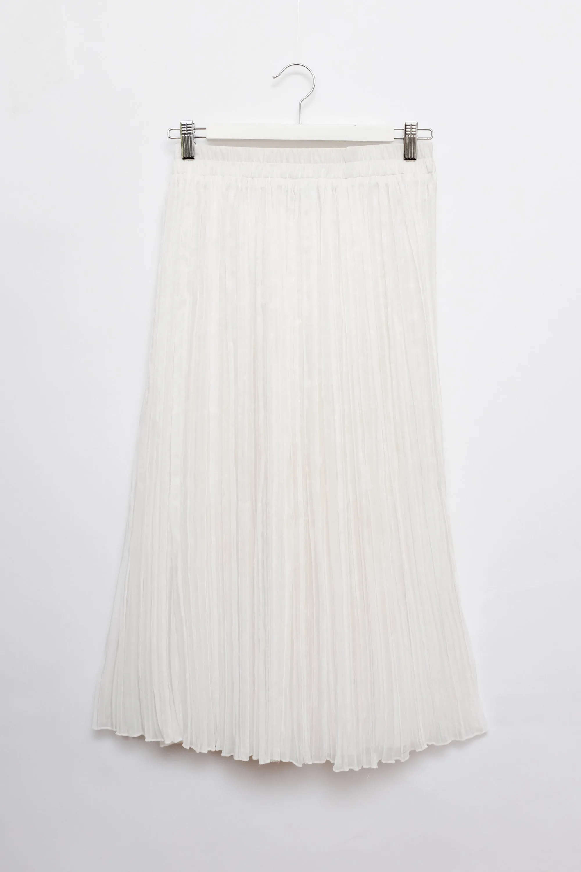 VINTAGE WHITE PLEATED MIDI SKIRT