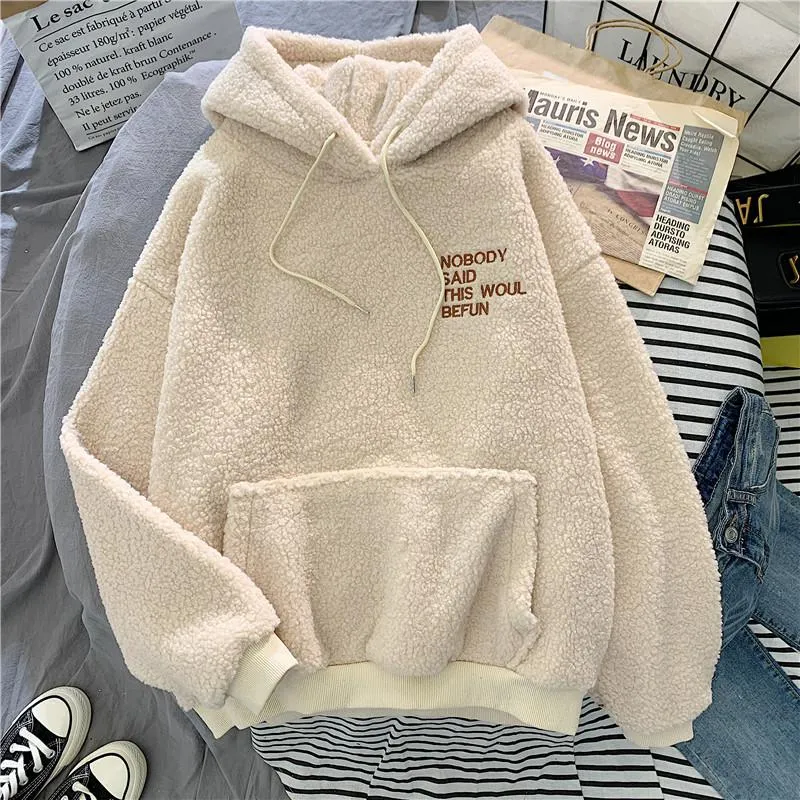 Women Fleece Pullover Loose Pocket Hoodies