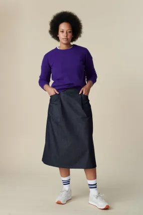 Women's Midi Skirt - Dark Denim