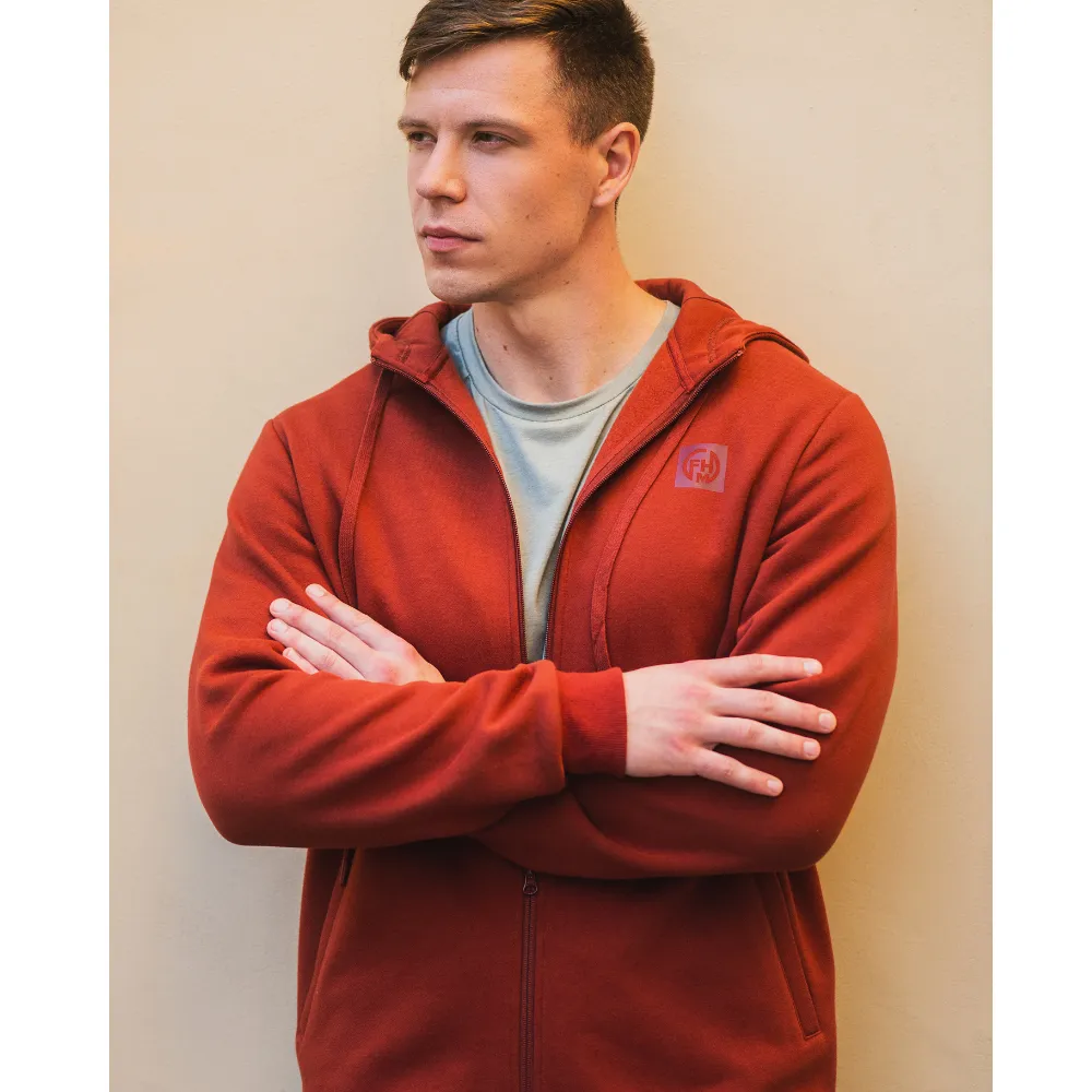 Zipped Hoodie Wave Terracotta